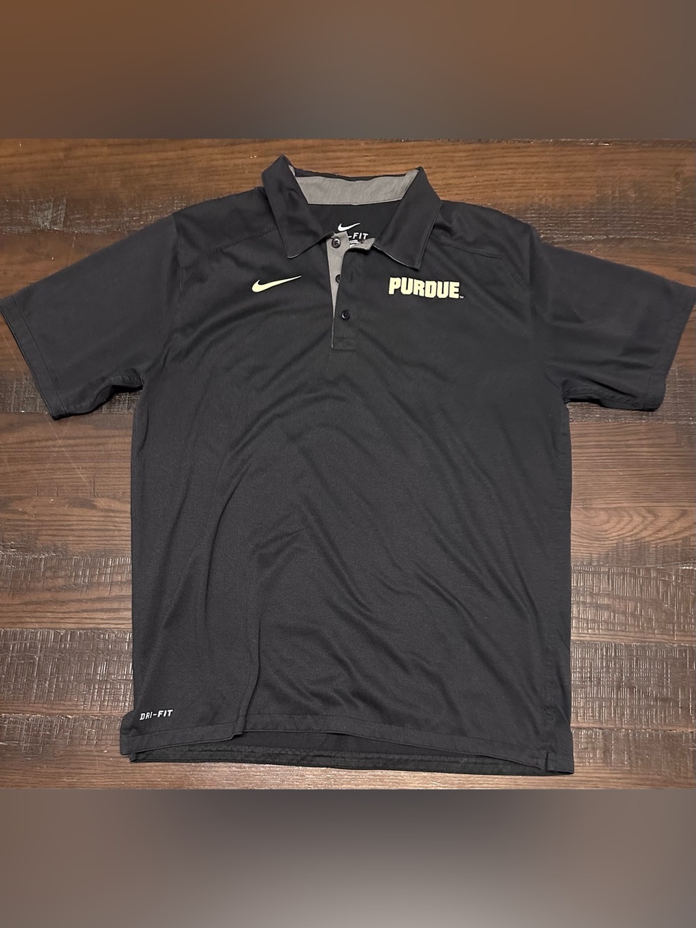 Nike Dri Fit Purdue Boilermakers Golf Polo Black Size Medium short sleeve shirt